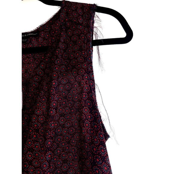 Harlow & Graham Sleeveless Distressed Boho Red Liberty Floral Blouse S - Picture 4 of 10